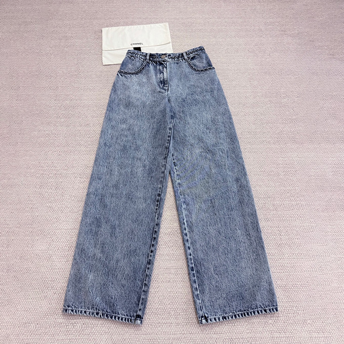 9A+ quality chanel denim wide-leg jeans